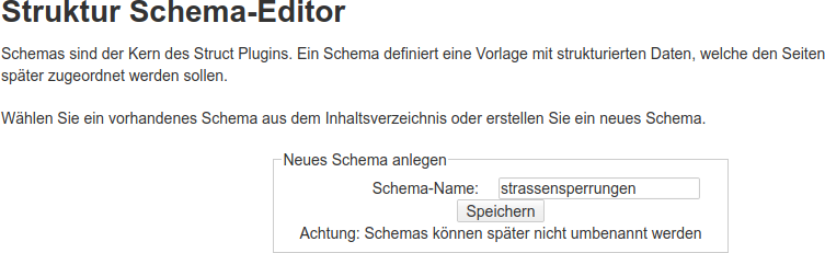 Global-Schema für Straßensperrungen